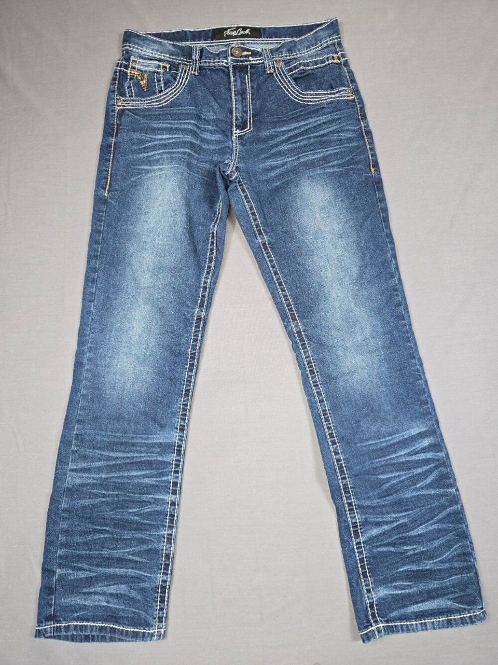 True Luck Mens Blue Jeans 30x32 Regular Fit Denim Straight Leg
